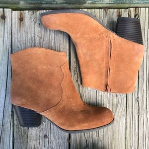 Lucky Brand Camel Faux Suede Western Booties